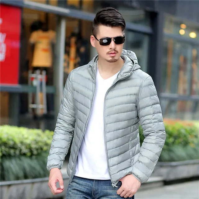 2018 men White Duck Down Jackets male Autumn Winter Warm Coat warm Ultralight Duck Down coats Male Windproof hooded clothing man