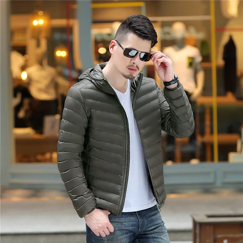 2018 men White Duck Down Jackets male Autumn Winter Warm Coat warm Ultralight Duck Down coats Male Windproof hooded clothing man