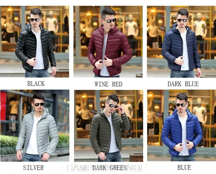 2018 men White Duck Down Jackets male Autumn Winter Warm Coat warm Ultralight Duck Down coats Male Windproof hooded clothing man