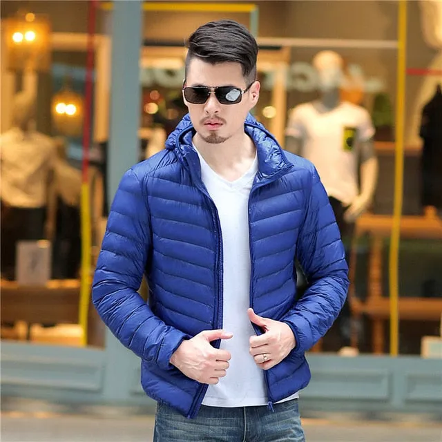 2018 men White Duck Down Jackets male Autumn Winter Warm Coat warm Ultralight Duck Down coats Male Windproof hooded clothing man