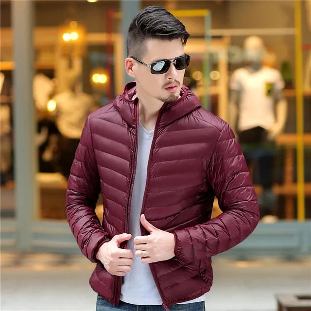 2018 men White Duck Down Jackets male Autumn Winter Warm Coat warm Ultralight Duck Down coats Male Windproof hooded clothing man