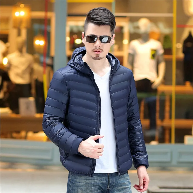 2018 men White Duck Down Jackets male Autumn Winter Warm Coat warm Ultralight Duck Down coats Male Windproof hooded clothing man