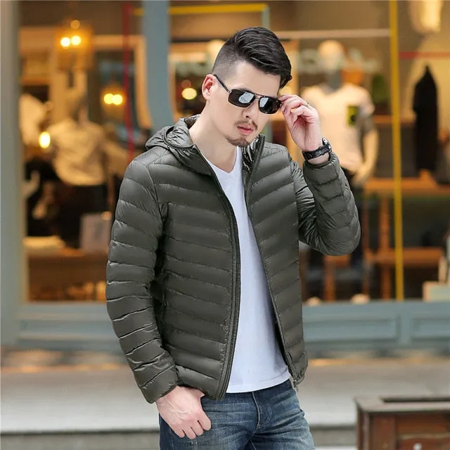 2018 men White Duck Down Jackets male Autumn Winter Warm Coat warm Ultralight Duck Down coats Male Windproof hooded clothing man
