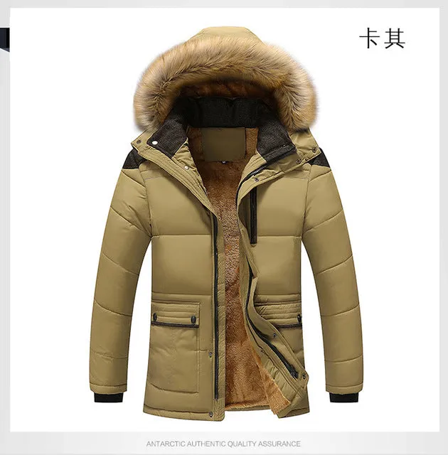 2018 New Fashion Warm Wool Liner Man Jacket and Coat M-5XL Fur Collar Hooded Men Winter Jacket Windproof Male Parkas casaco