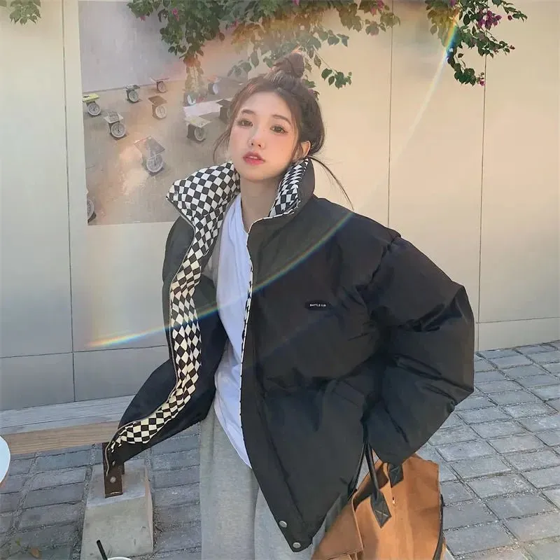 2024 Winter Daunen Baumwolle losen Mantel Frauen gepolsterte Jacke Herbst Frau solide dicke warme Puffer Parkas schwarz weiß Overs ize Outwear