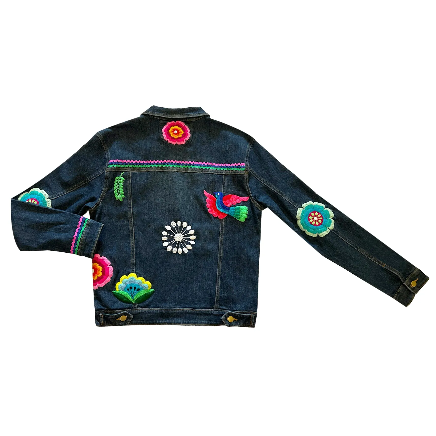 AGUSTINA - EMBROIDERED DENIM JACKET FLOWERS