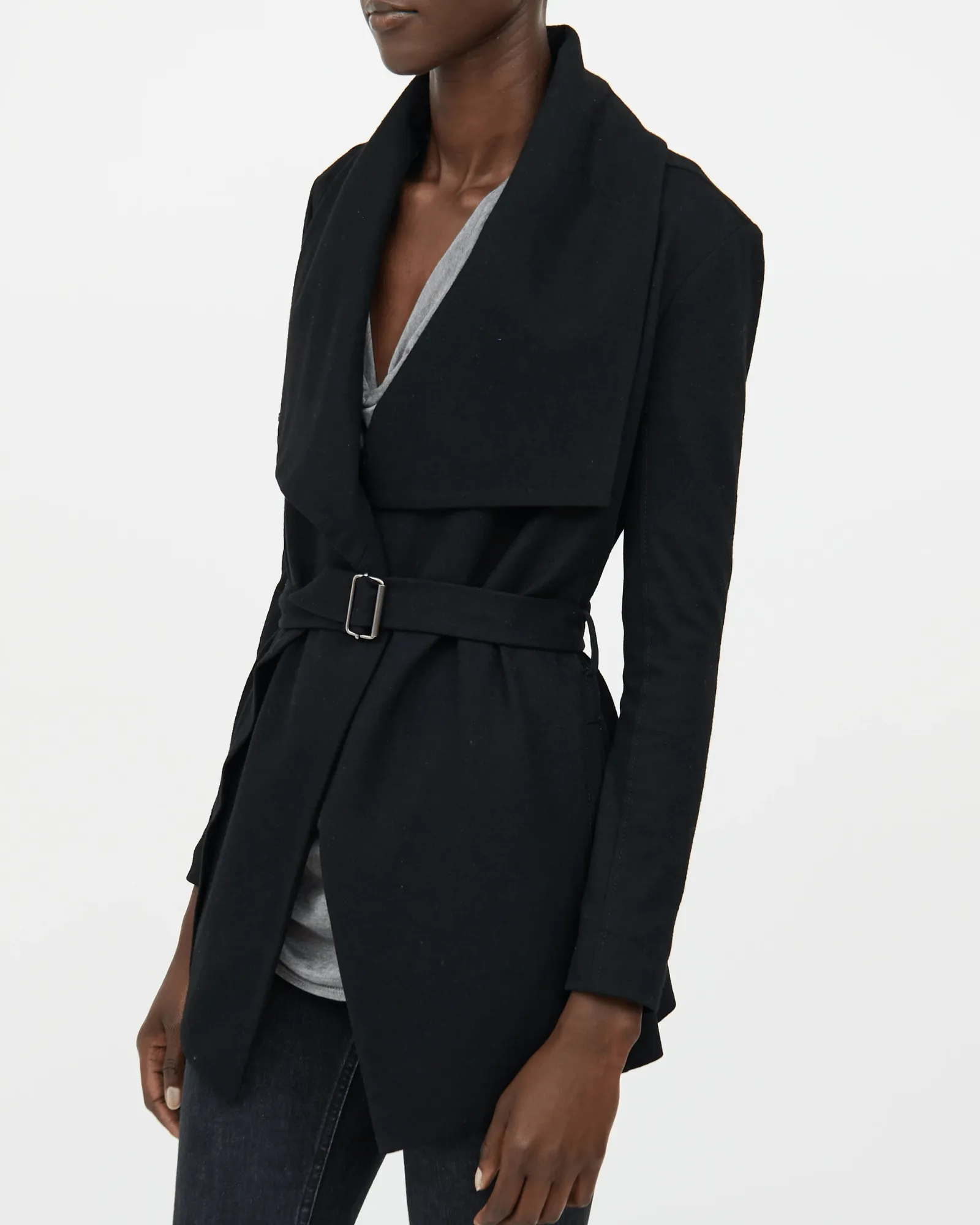 Black Wool Long Sleeve Jacket