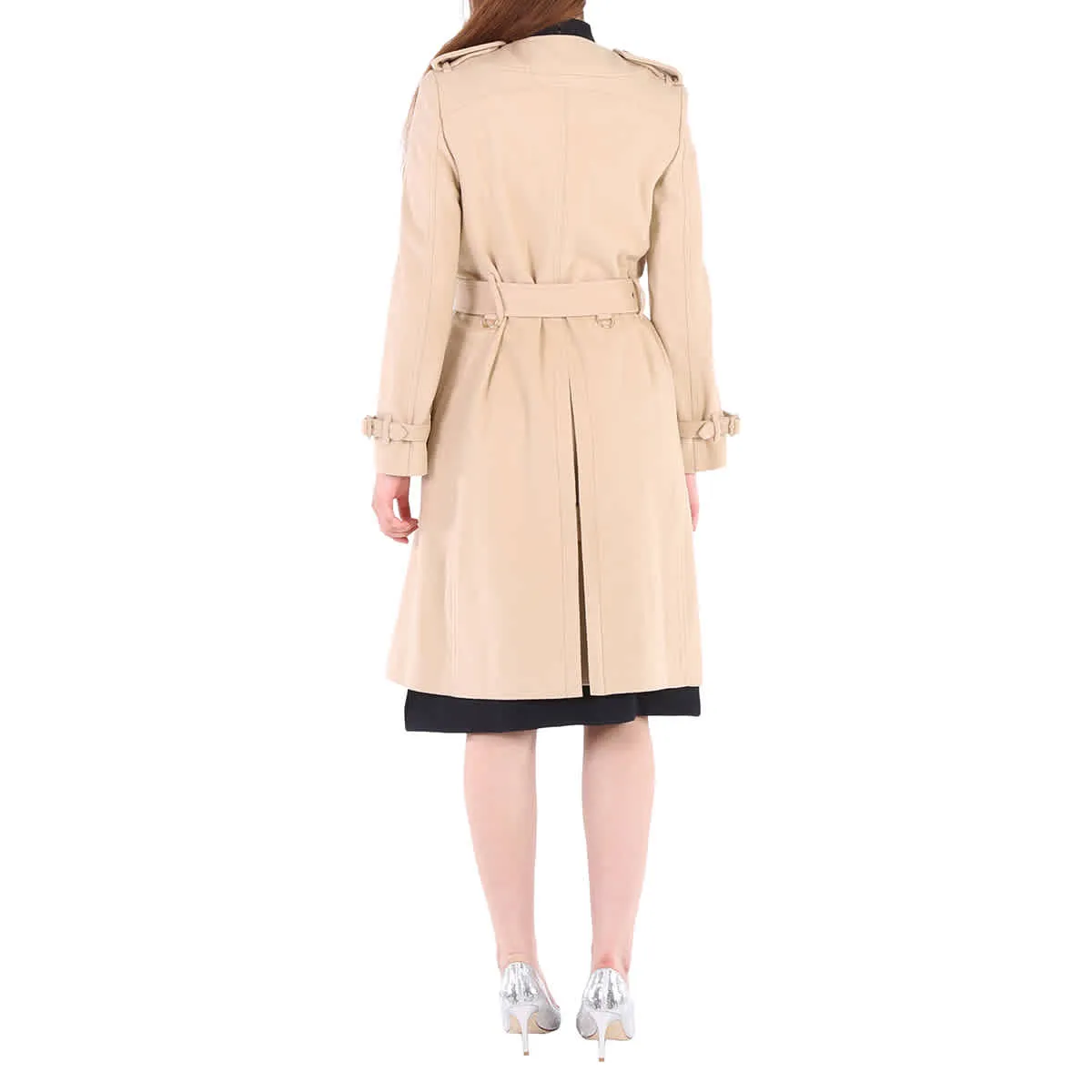 BURBERRY SOFT FAWN V-NECK CASHMERE WOOL BLEND TRENCH COAT