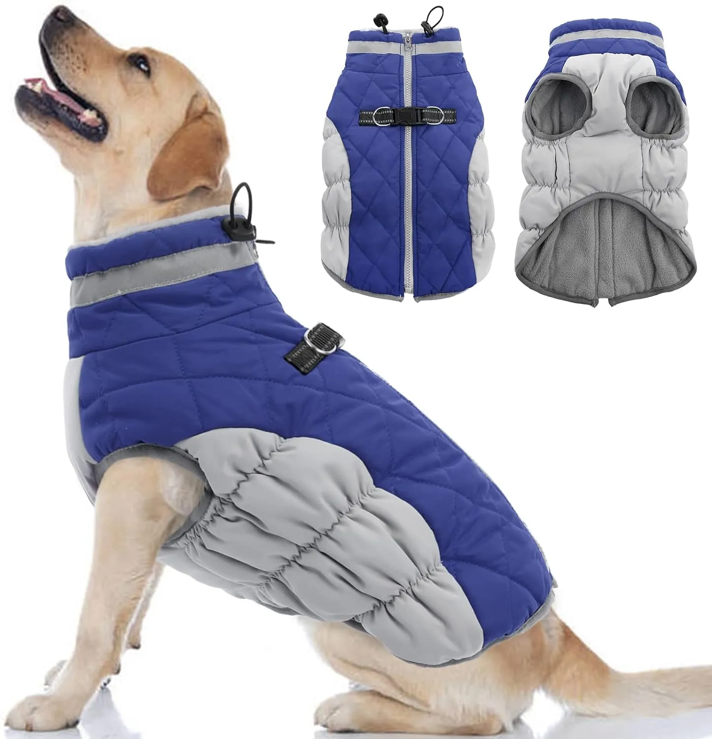 Dog Coat, Fleece Dog Vest with Harness Built in, Dog Cold Weather Coats, Dog Snowsuit Waterproof, Dog Coats for Small Dogs, Dog Winter Jacket Windproof, Dog Puffer Jacket Rose Red S