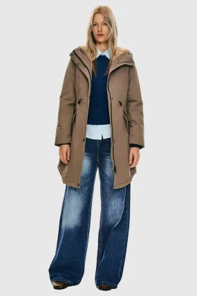 Drawstring Waist Fleece-Lined Parka