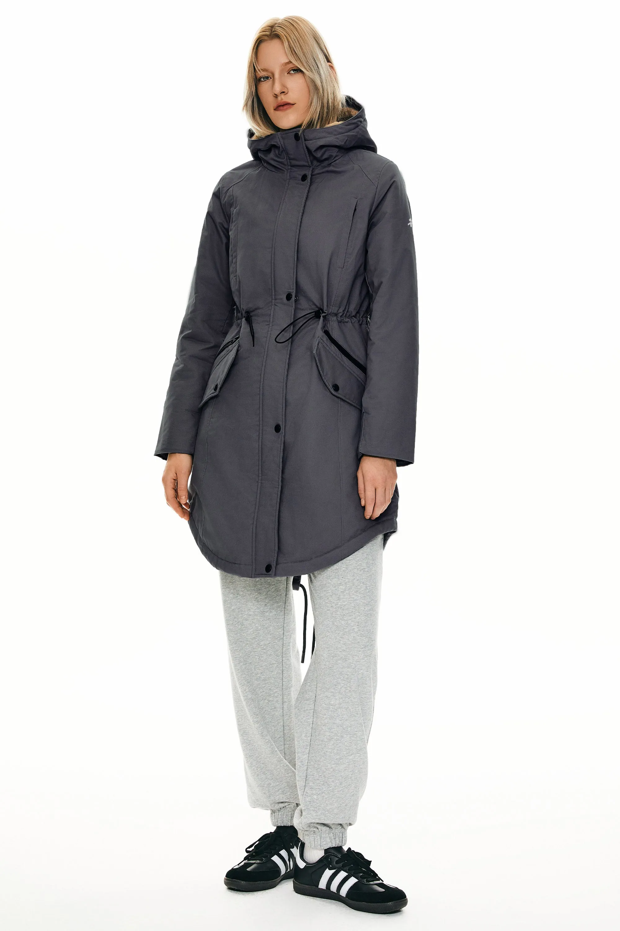 Drawstring Waist Fleece-Lined Parka