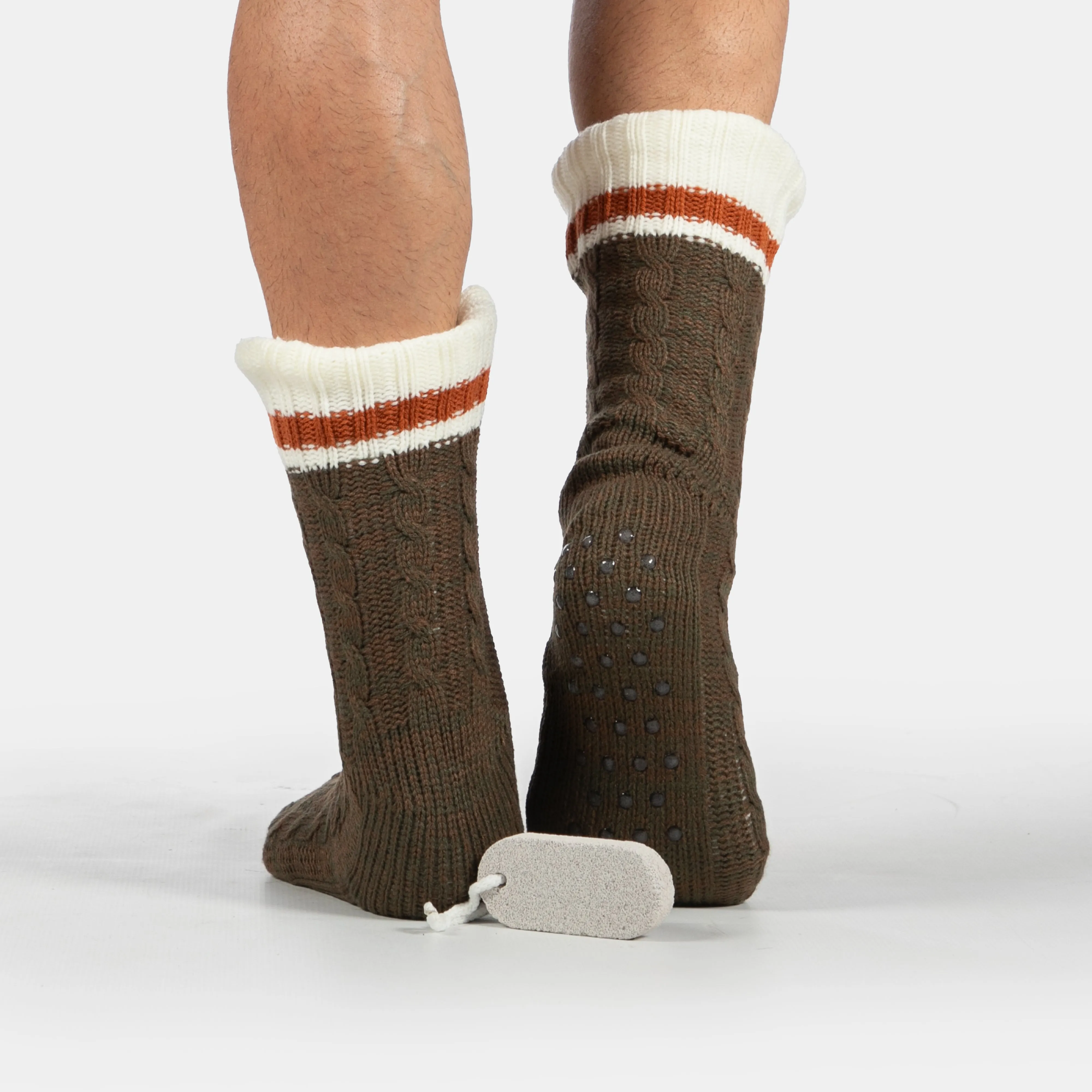 Faux Fur Lined Slipper Sox with Pumice Stone