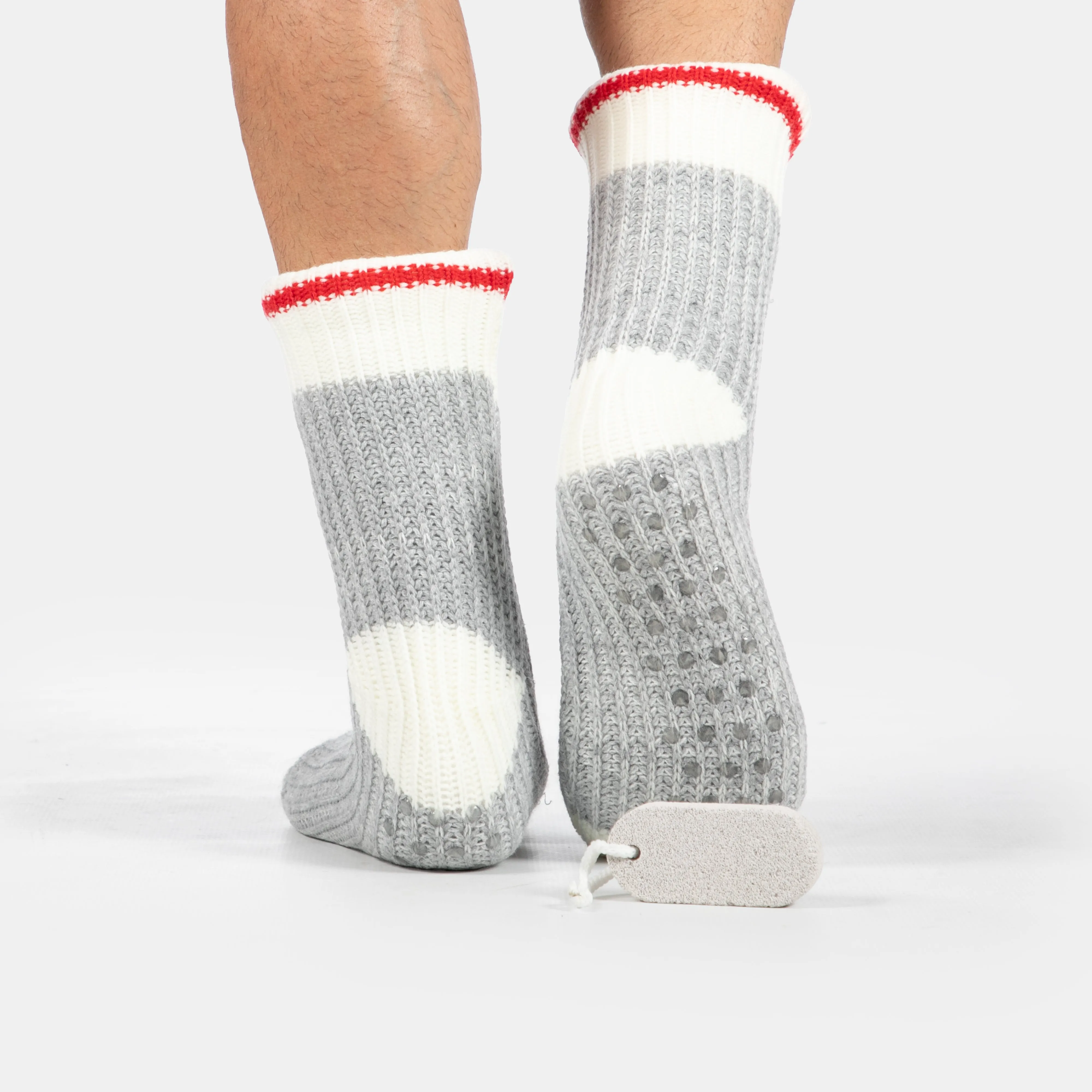 Faux Fur Lined Slipper Sox with Pumice Stone