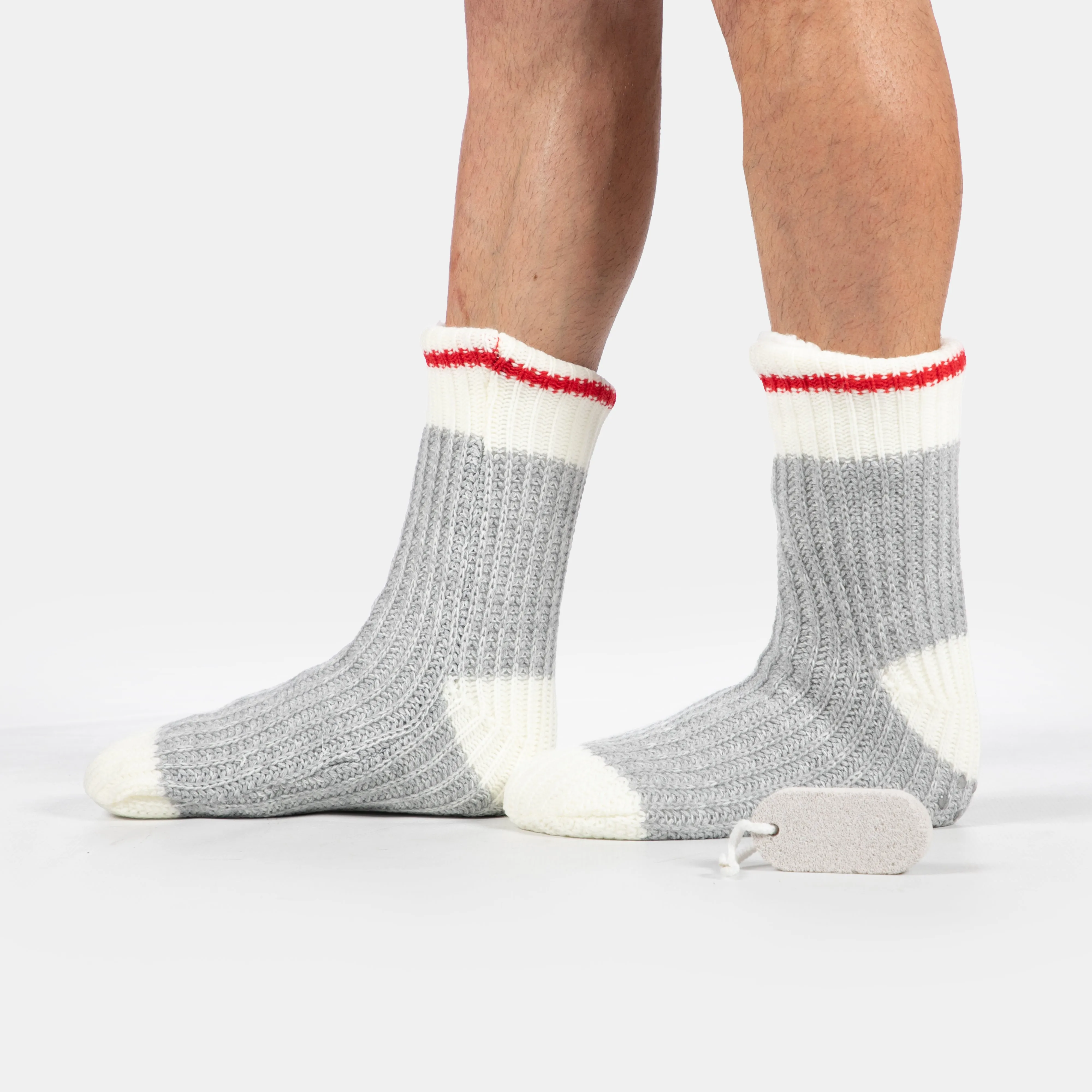 Faux Fur Lined Slipper Sox with Pumice Stone