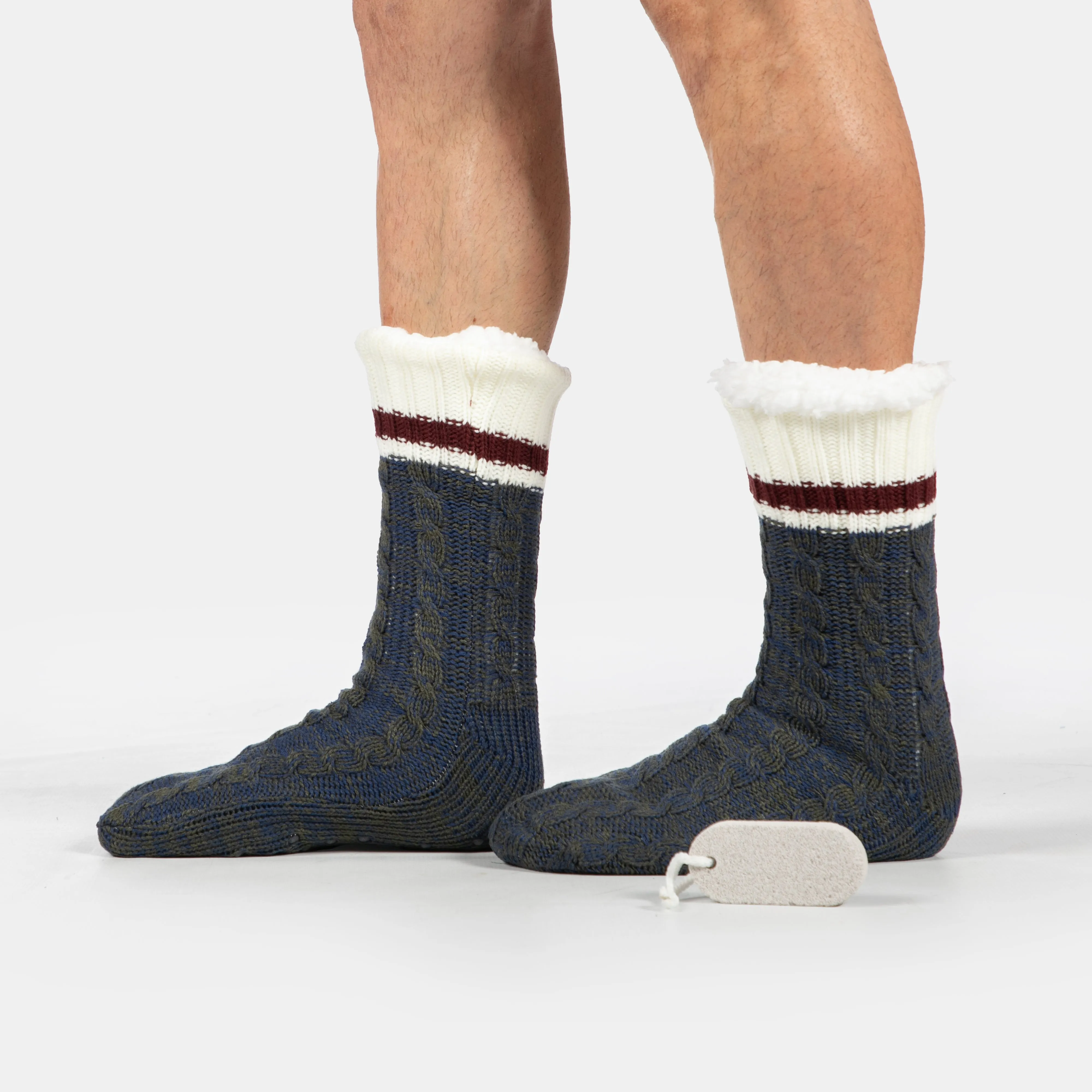 Faux Fur Lined Slipper Sox with Pumice Stone