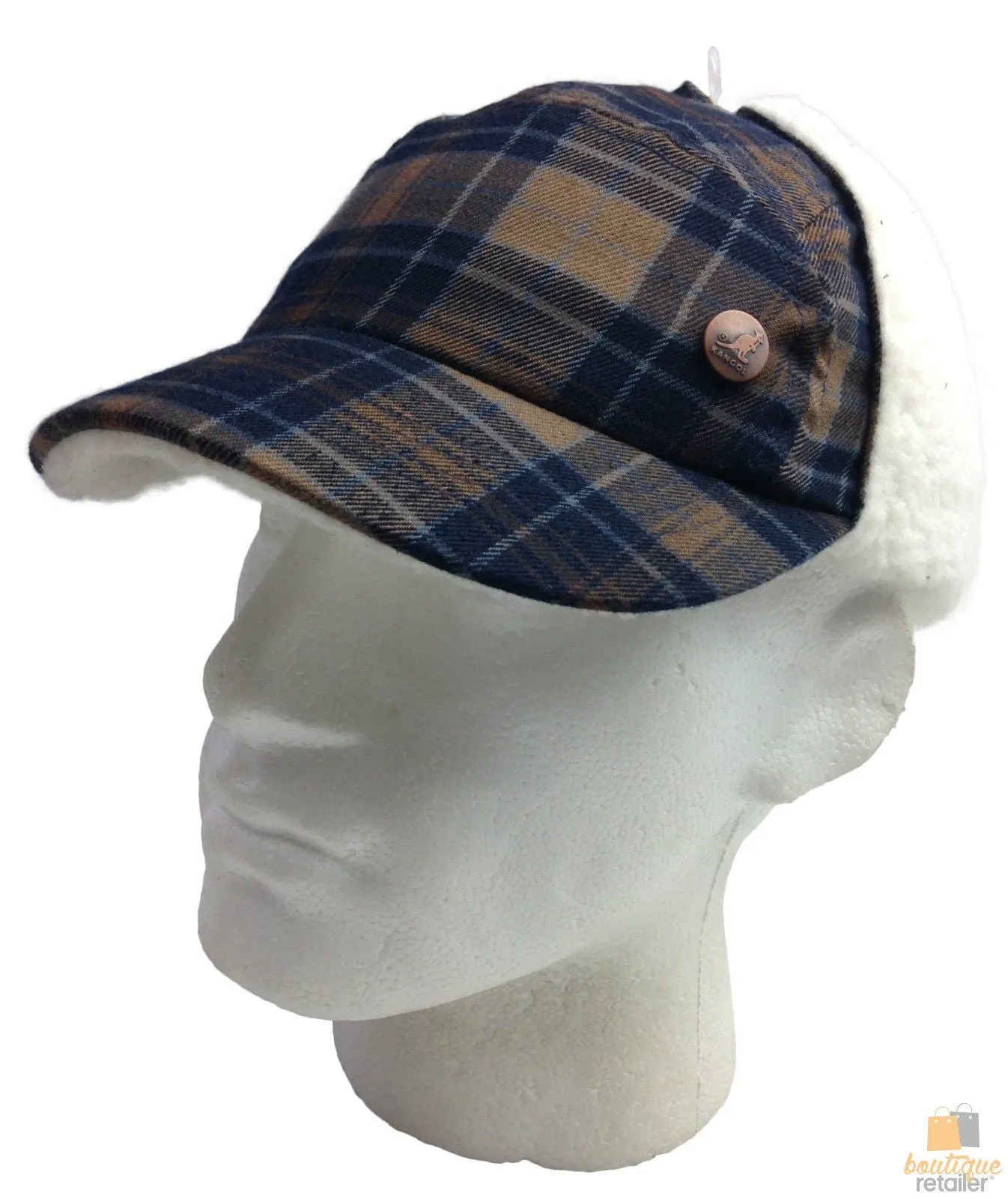 KANGOL Plaid Supre Ushanka Sherpa Chullo Lined Hat Warm Winter Ear Trapper Flying