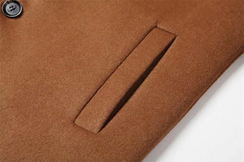 Langer Mantel Männer Wolle 54.3% Herbst und Winter neuer Herren Woll mantel mittlerer und langer Anzug Kragen Baumwolle verdickter Woll mantel