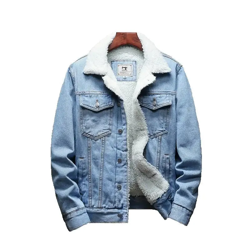 Light Blue Winter Jean Jackets Outerwear Warm Denim Coats