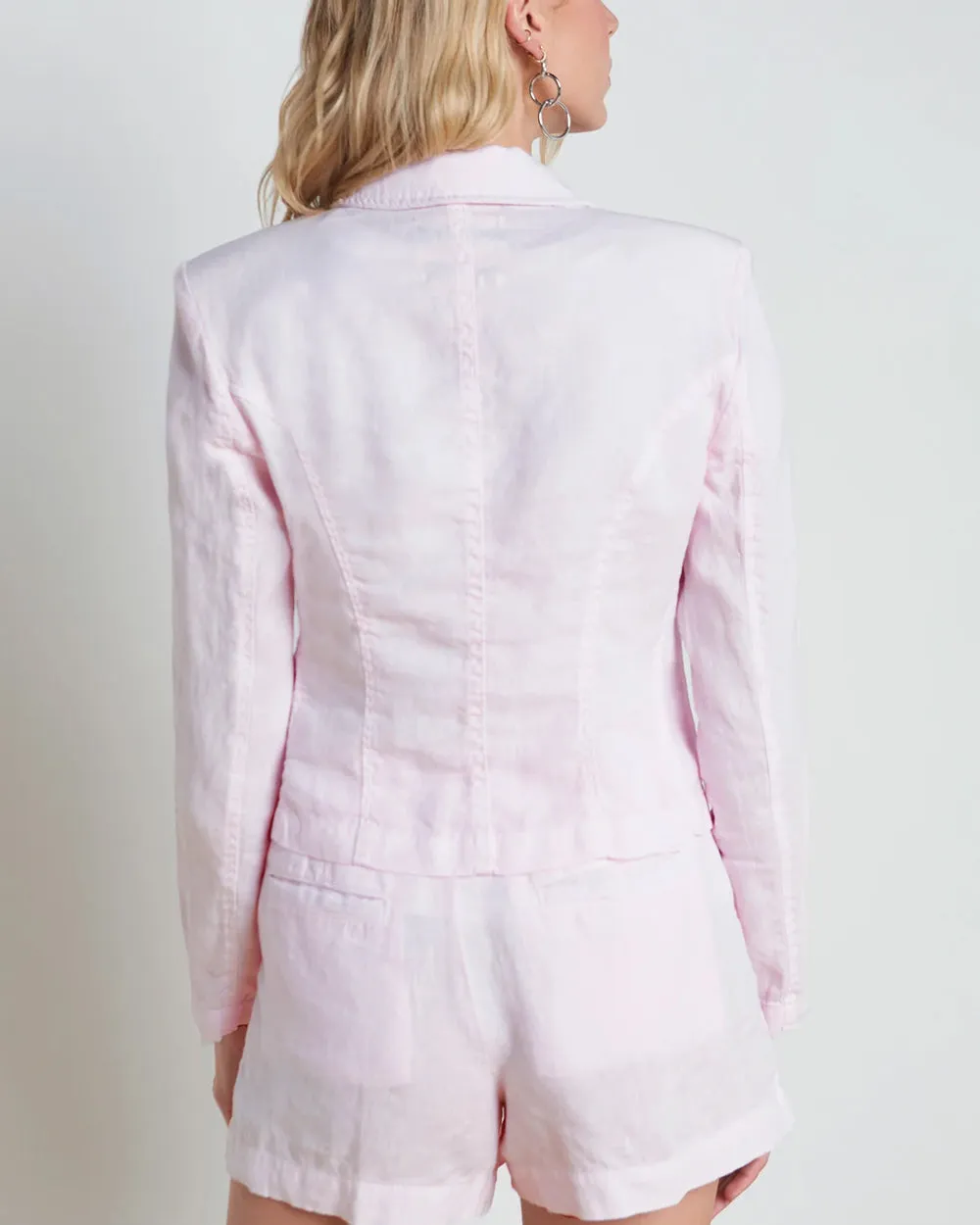 Lilac Snow Linen Wayne Crop Double Breasted Jacket