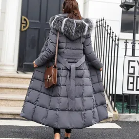 LVSANW Long Down Cotton Parkas Coat Female New Winter Over Knee Loose Large Fur Collar Hooded Warm Thick Parkas Women  Padded Overcoat