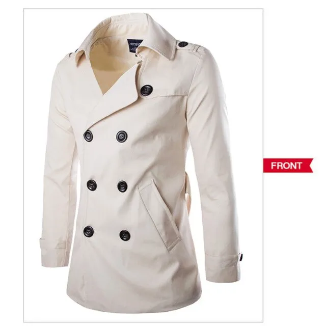 Men's Mid Length Slim Trench Coat
