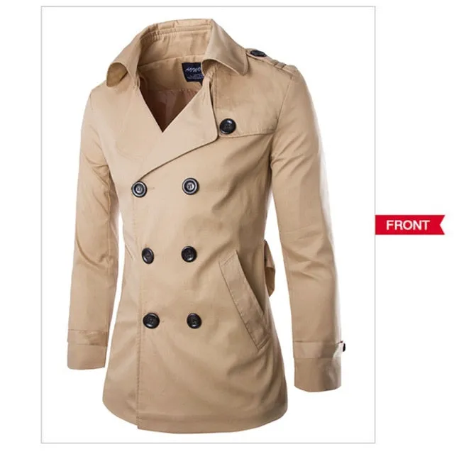 Men's Mid Length Slim Trench Coat