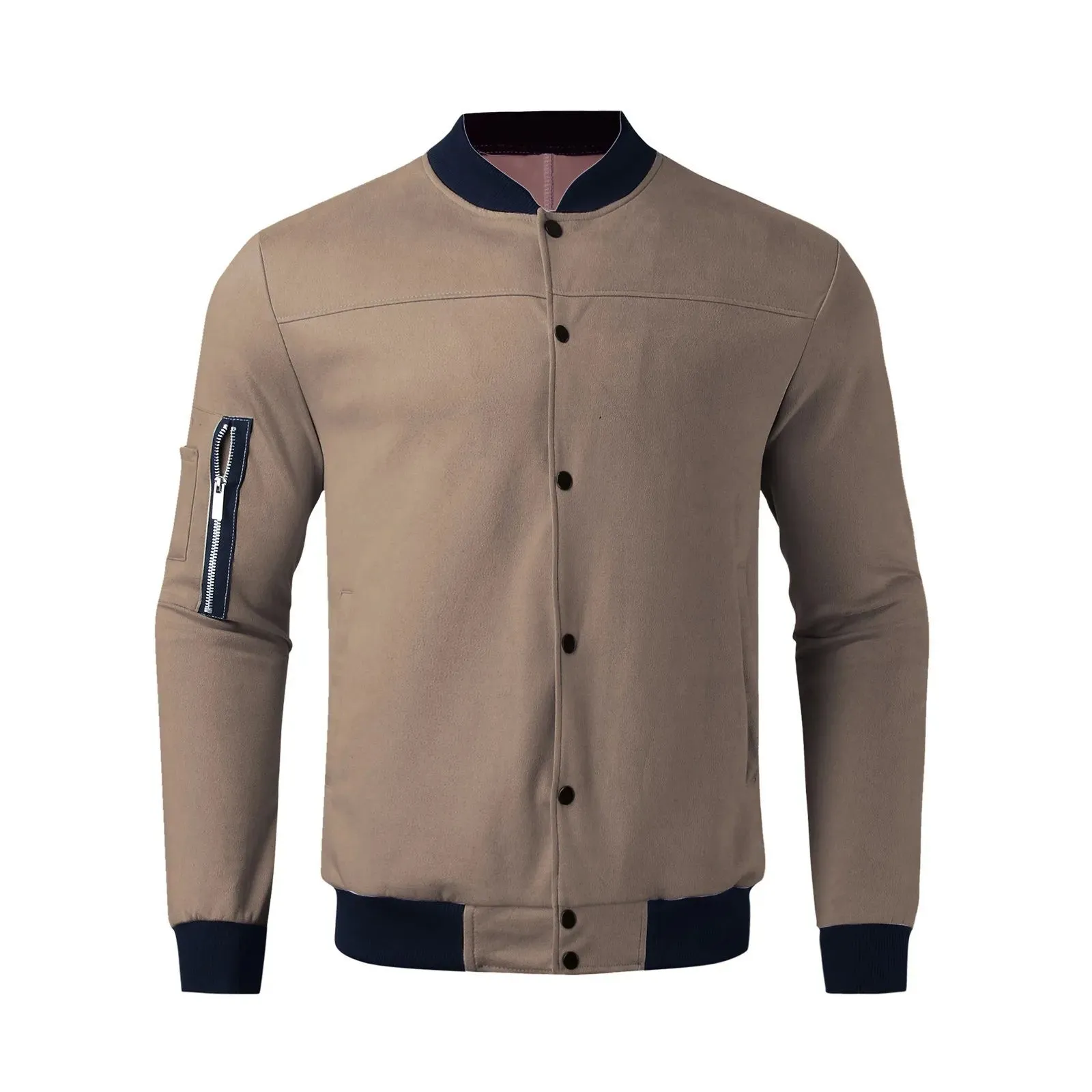 Mens Suede Bomber Leather Jackets Autumn And Winter Trend Street Loose Hip Hop Casual Outerwears Solid Button Up Trench Coat