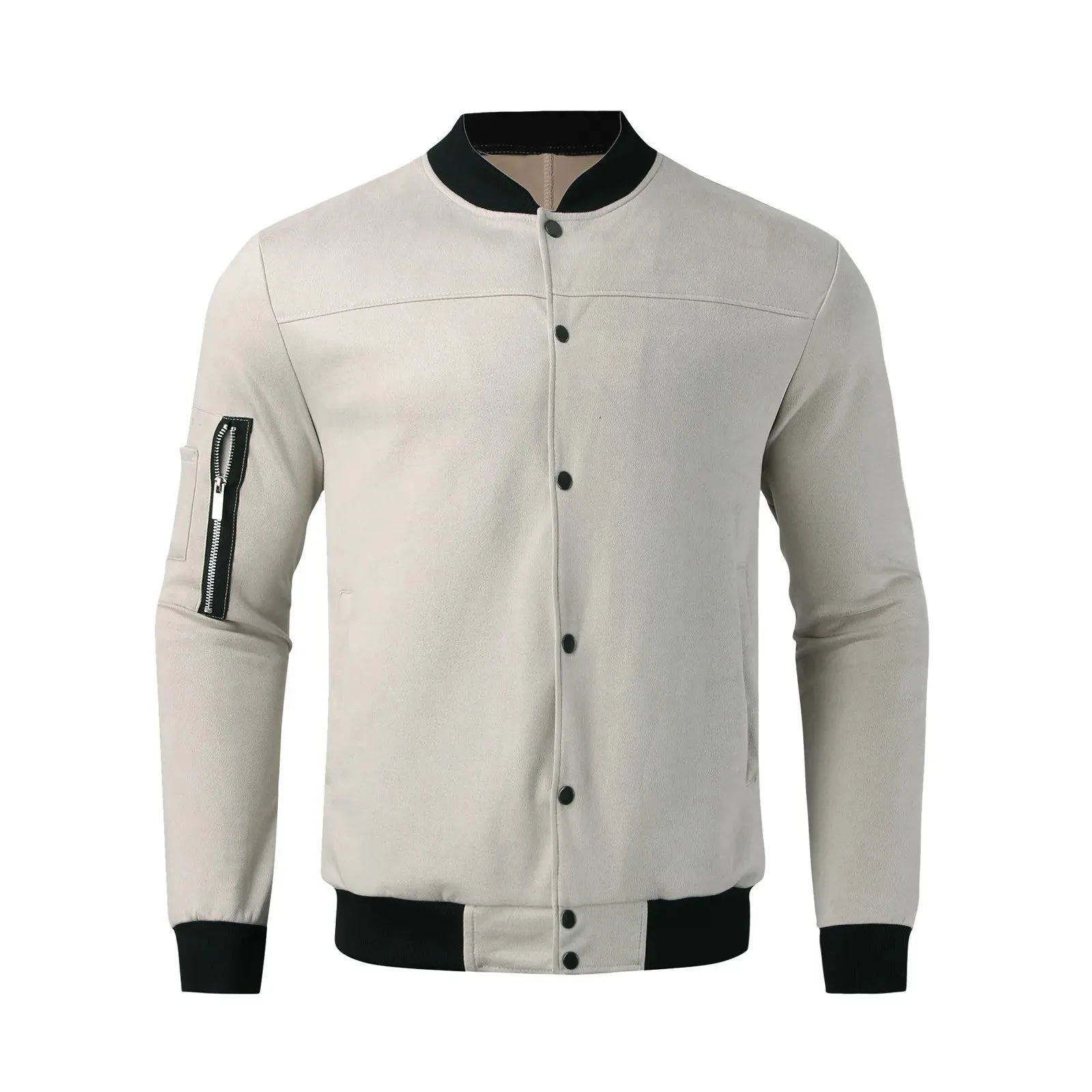 Mens Suede Bomber Leather Jackets Autumn And Winter Trend Street Loose Hip Hop Casual Outerwears Solid Button Up Trench Coat