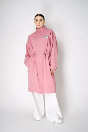 Moschino Jeans Cotton Blend Hooded Trench Coat in Pink