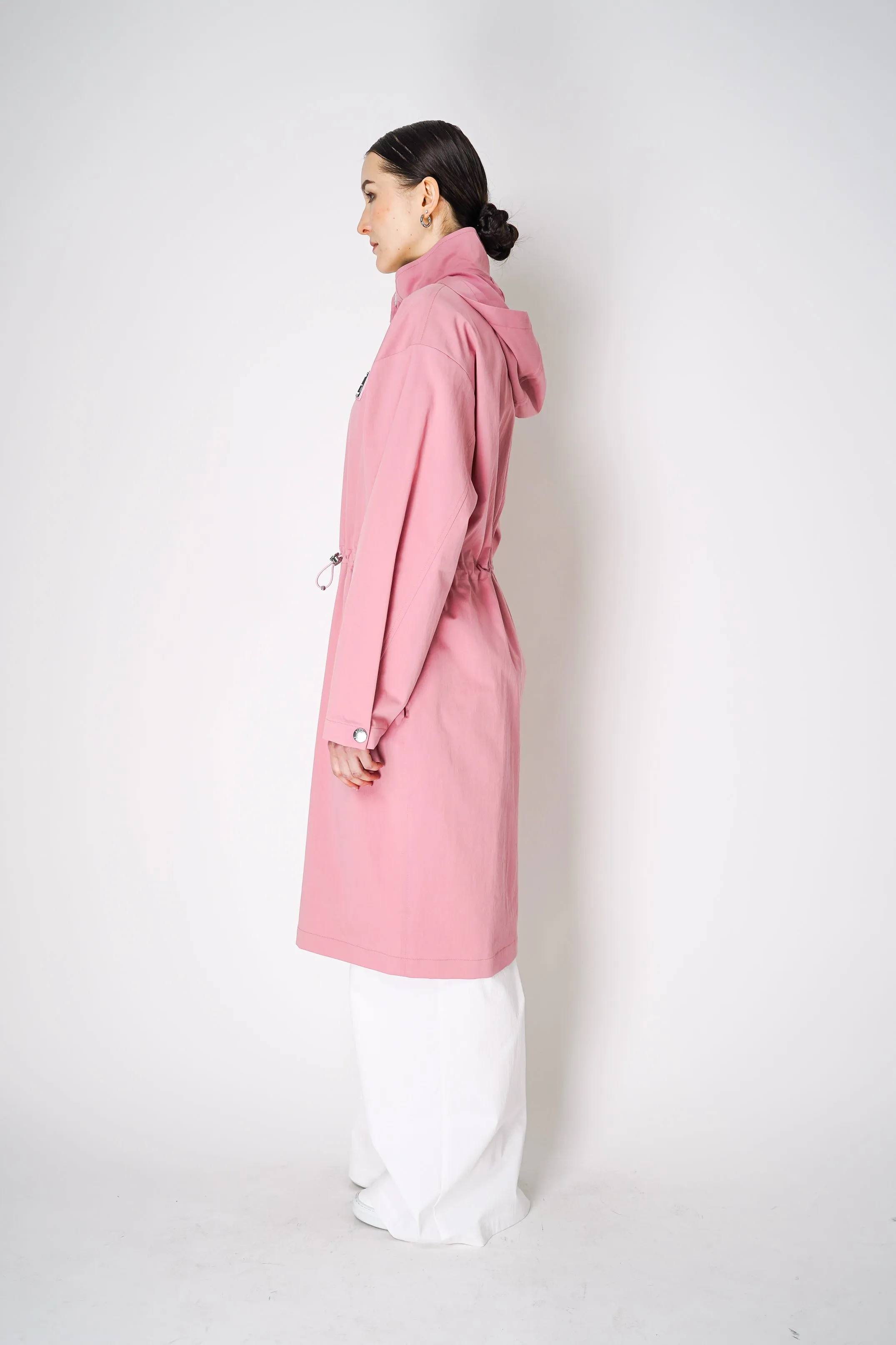 Moschino Jeans Cotton Blend Hooded Trench Coat in Pink