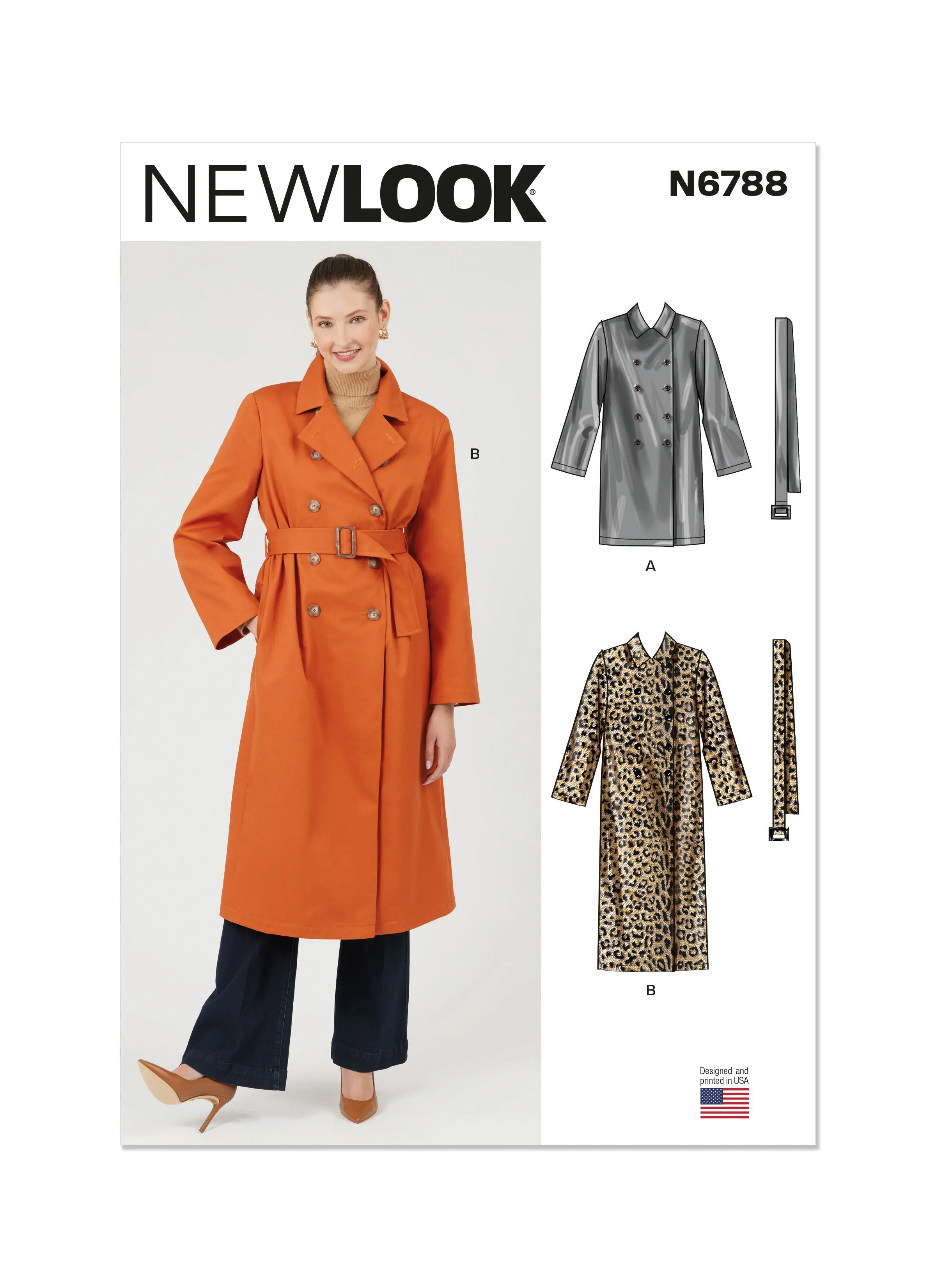 New Look Sewing Pattern N6788 - Misses' Trench Coat in Two Lengths and Belt