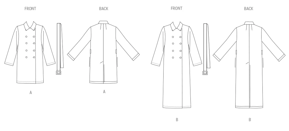 New Look Sewing Pattern N6788 - Misses' Trench Coat in Two Lengths and Belt