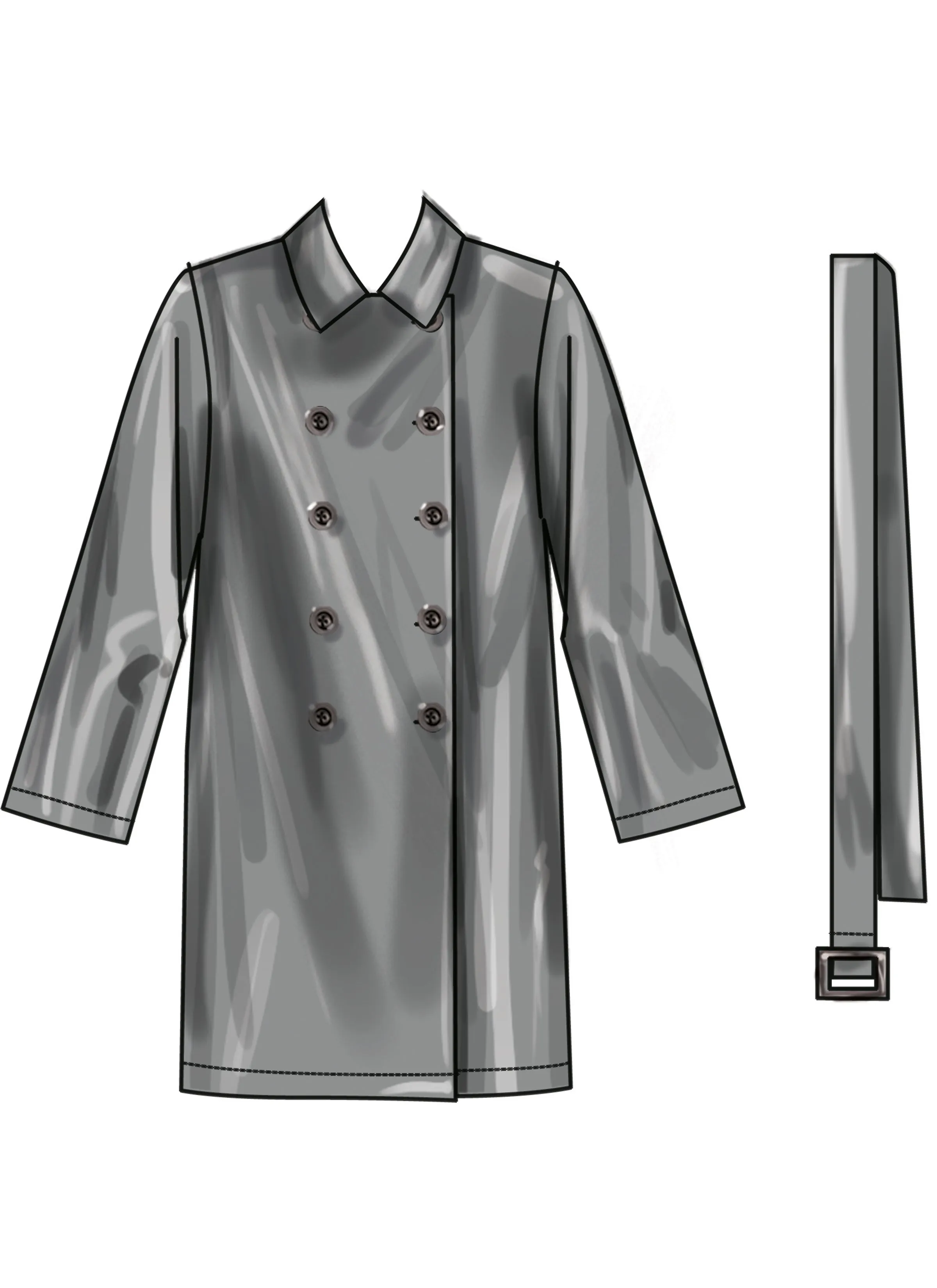 New Look Sewing Pattern N6788 - Misses' Trench Coat in Two Lengths and Belt