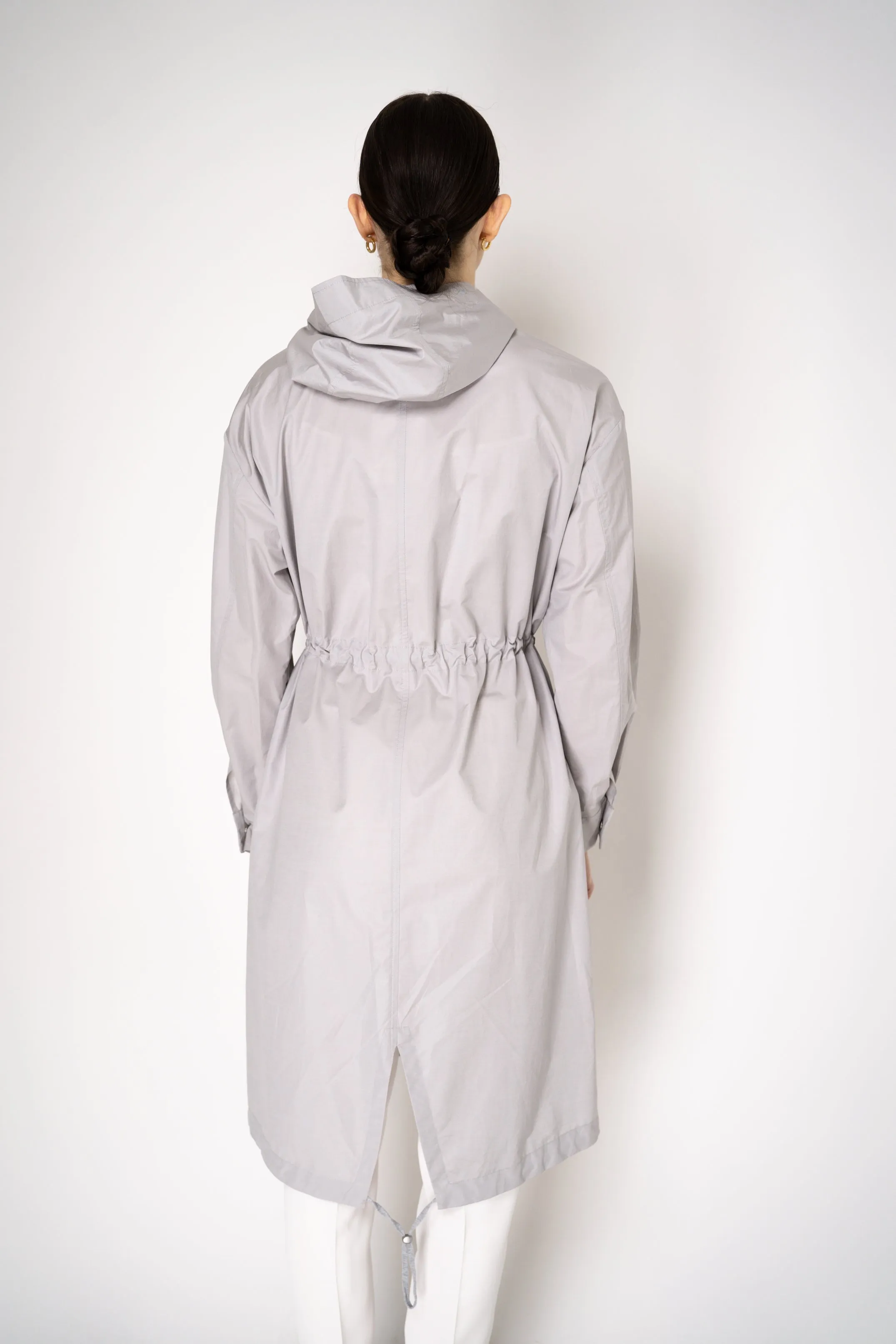 Peserico Cotton Twill Hooded Jacket in Grey