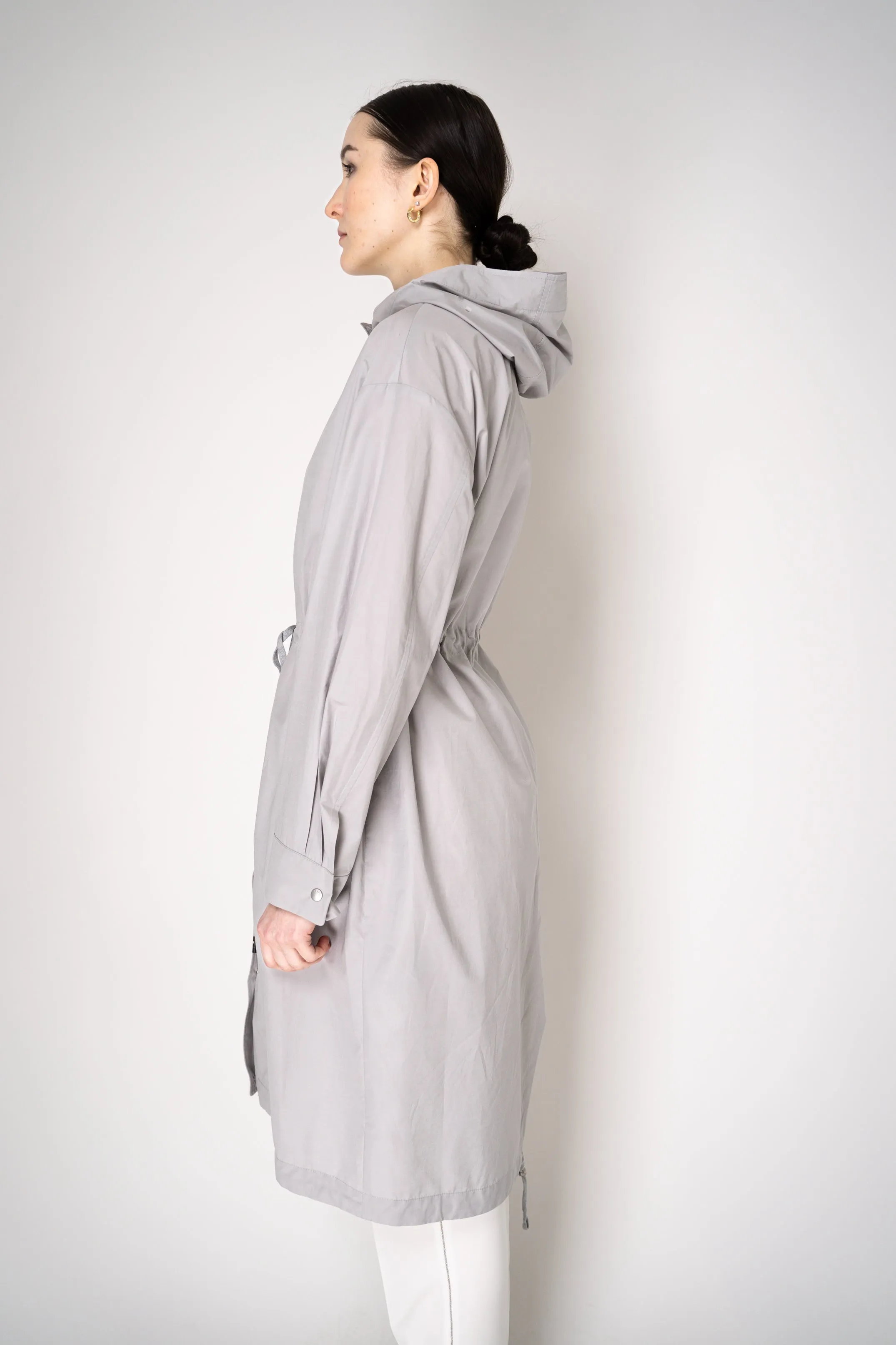 Peserico Cotton Twill Hooded Jacket in Grey