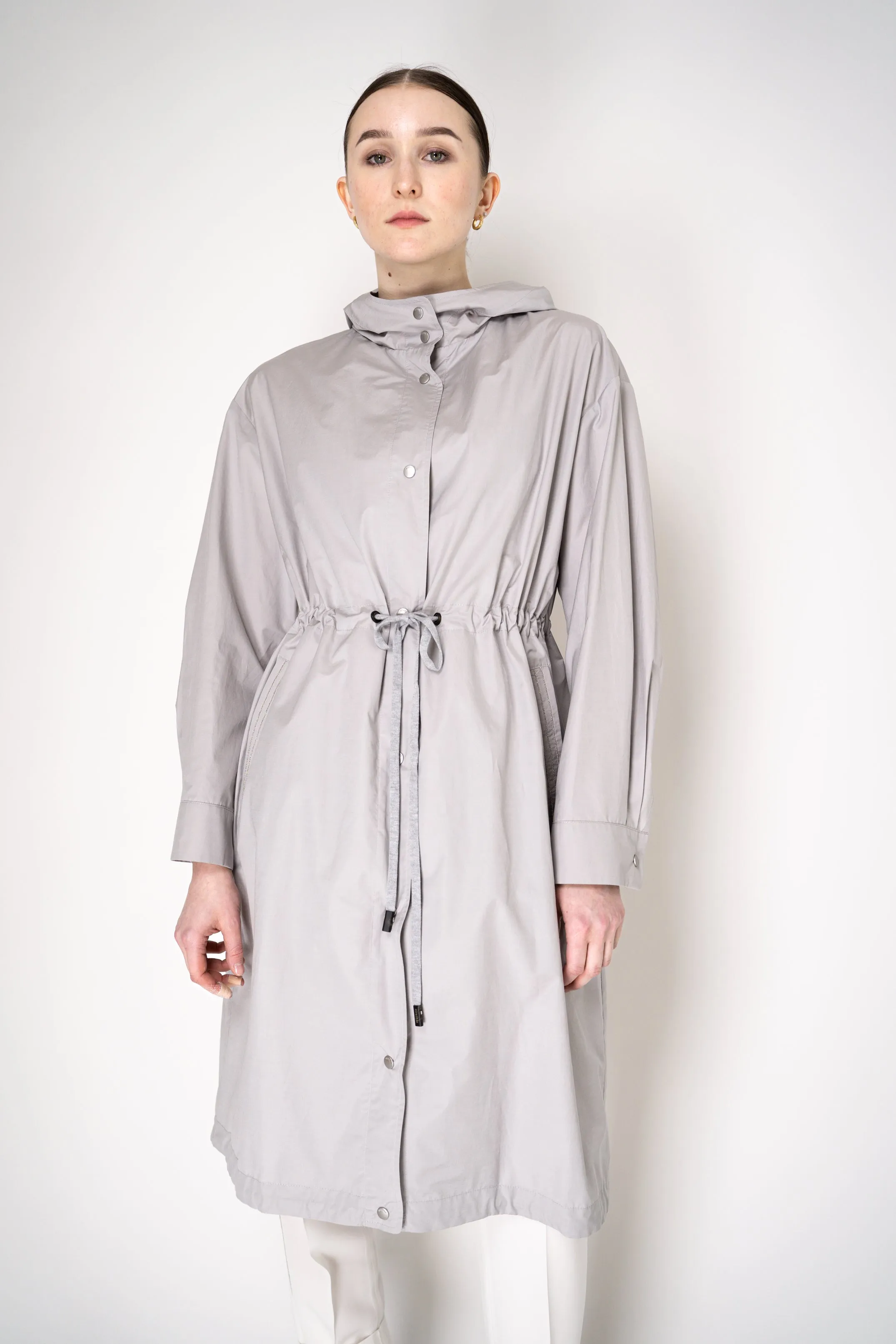 Peserico Cotton Twill Hooded Jacket in Grey