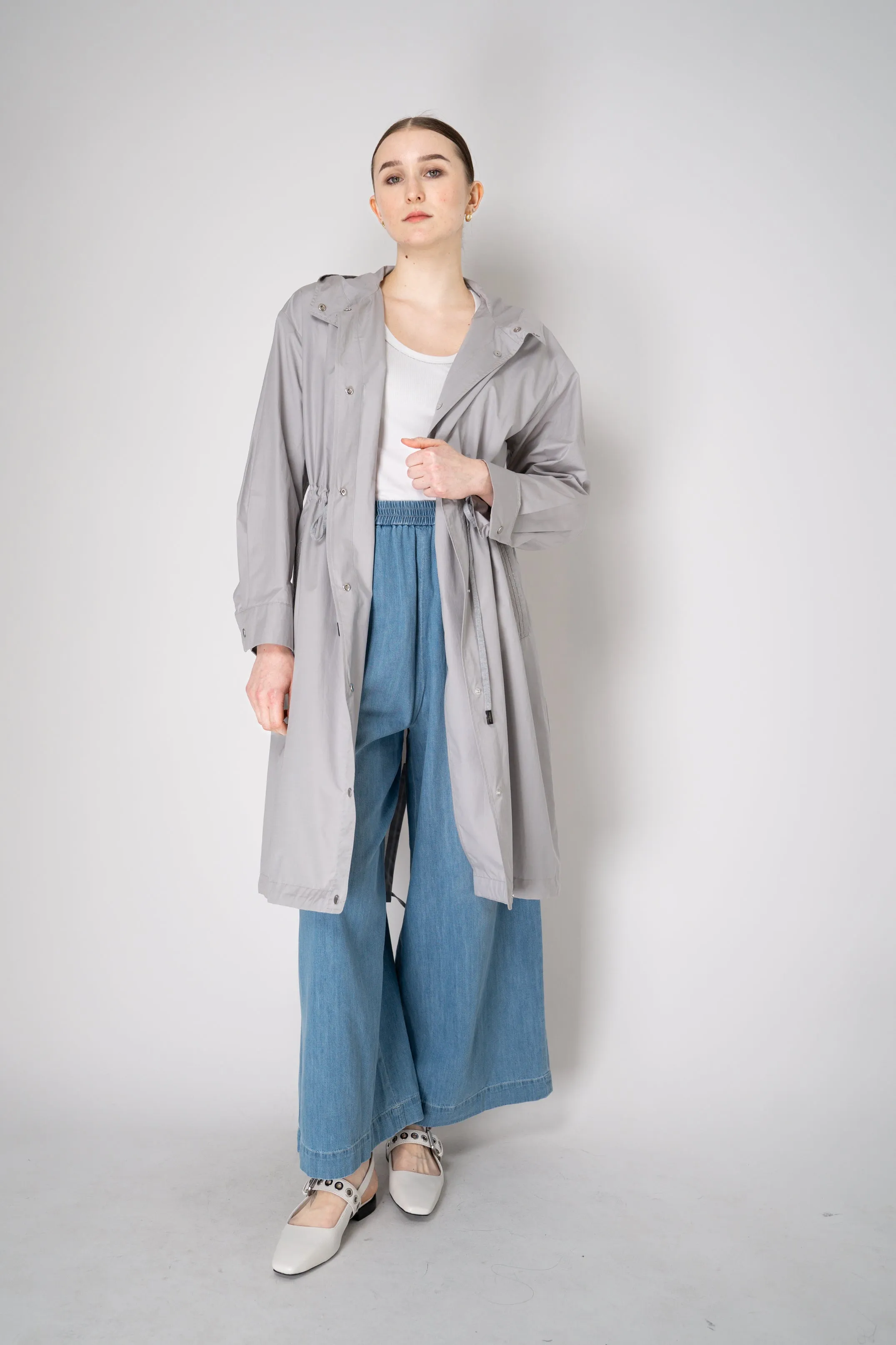 Peserico Cotton Twill Hooded Jacket in Grey