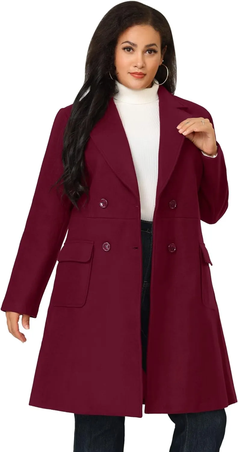 Plus Size Modern Grey Double Breasted Long Sleeve Trench Coat