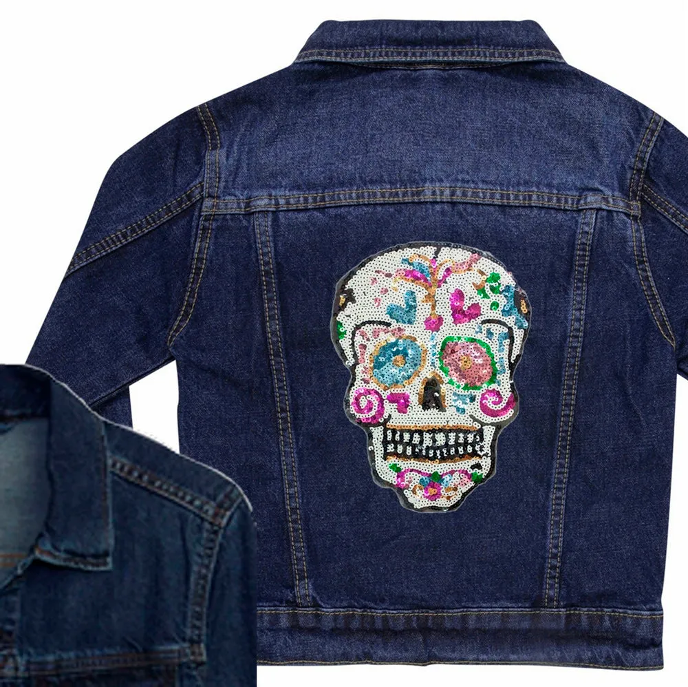 Sequin Candy Skull Denim Jacket