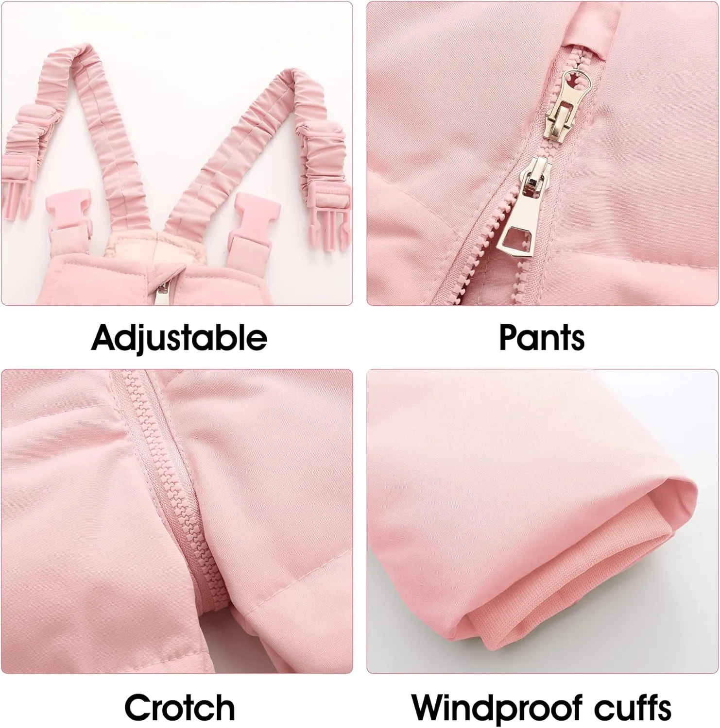 Toddler Girl Snowsuit 2Pcs Kids down Jacket Winter Hooded Coat  Snow Bib Pants Kids Windproof Skiing Suit (2T/6T)