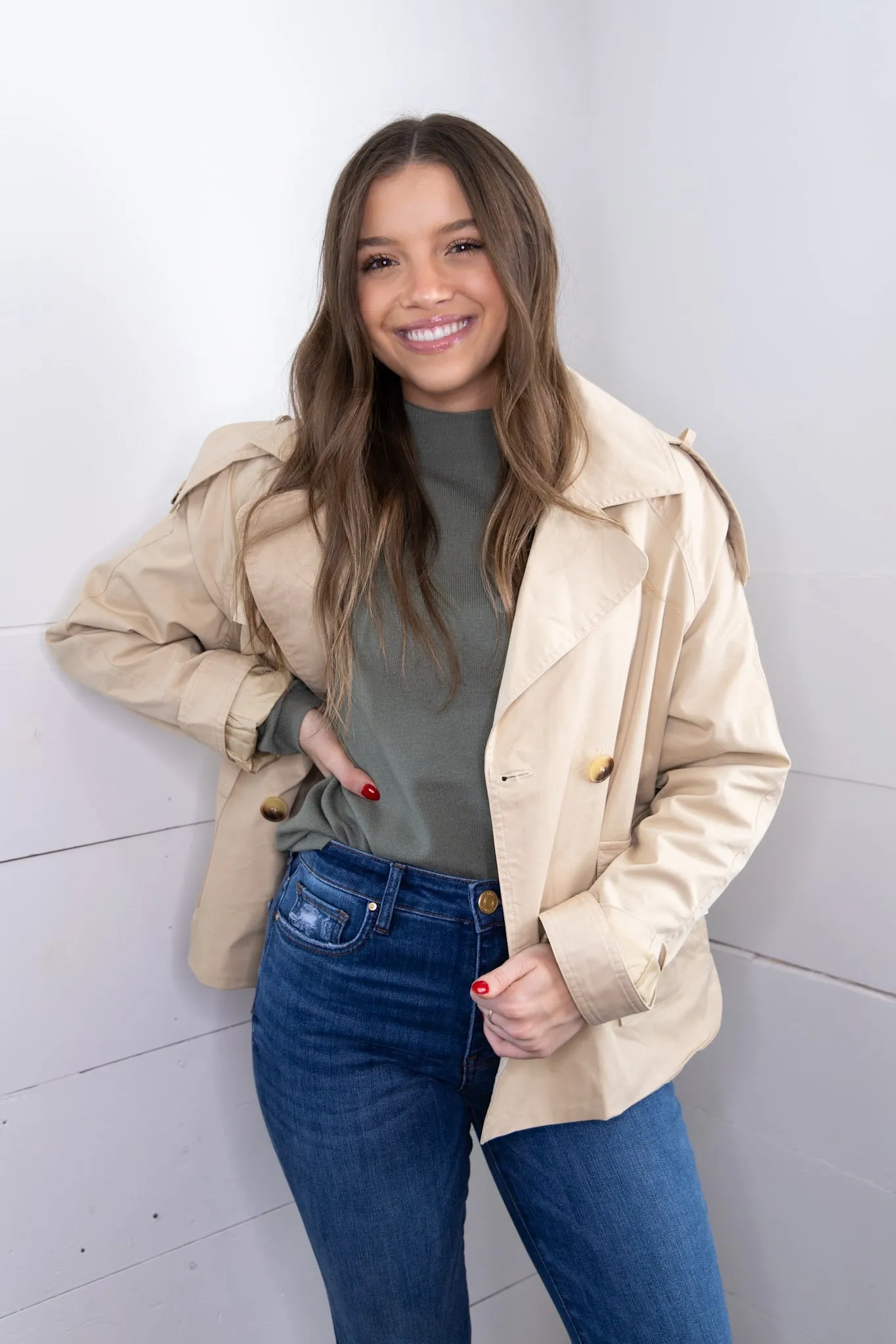 Vega Boxy Trench Jacket - Khaki