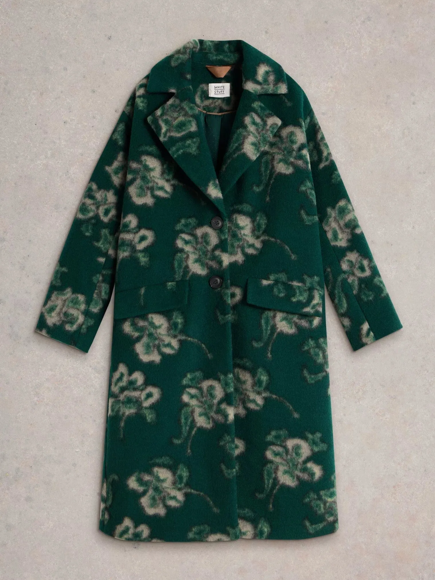White Stuff Lara Floral Coat in Green