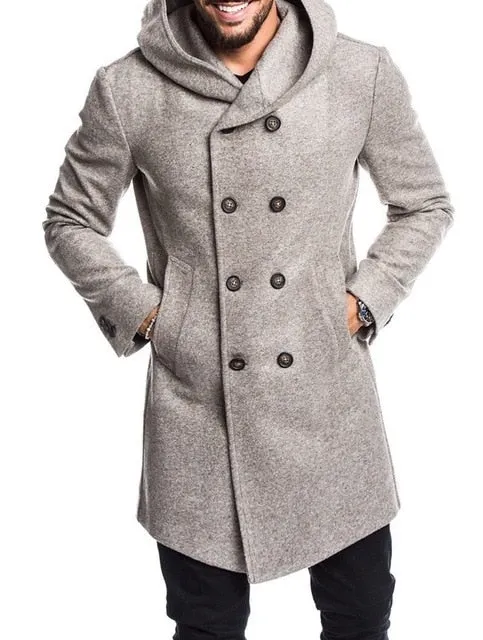 Winter Men's Long Wool Trench Coat