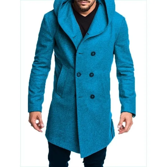 Winter Men's Long Wool Trench Coat