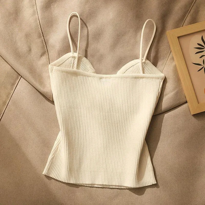 Women Summer High-end Small Fragrant Style Knitted Tube Top Camisole With New Style Outer Sleeveless Short Top With Beautiful Ba