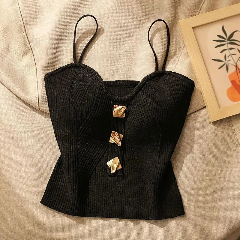 Women Summer High-end Small Fragrant Style Knitted Tube Top Camisole With New Style Outer Sleeveless Short Top With Beautiful Ba