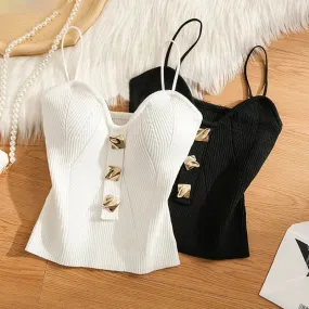 Women Summer High-end Small Fragrant Style Knitted Tube Top Camisole With New Style Outer Sleeveless Short Top With Beautiful Ba