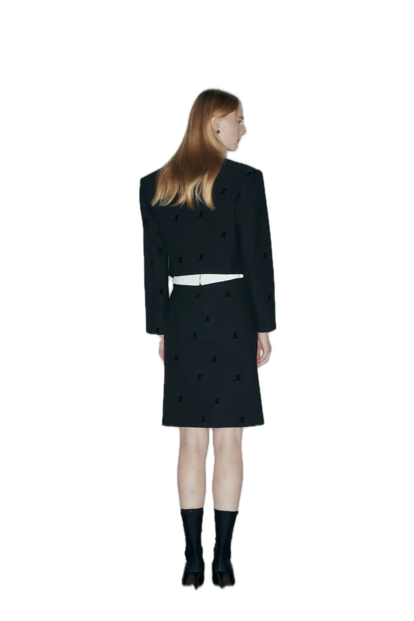Wool Blend Flocked Blazer In Black