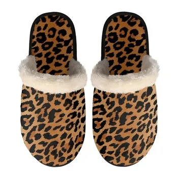 Zebra, Cheetah Print on Demand Artwork Women's Fur Lined House Slippers