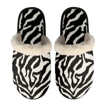 Zebra, Cheetah Print on Demand Artwork Women's Fur Lined House Slippers